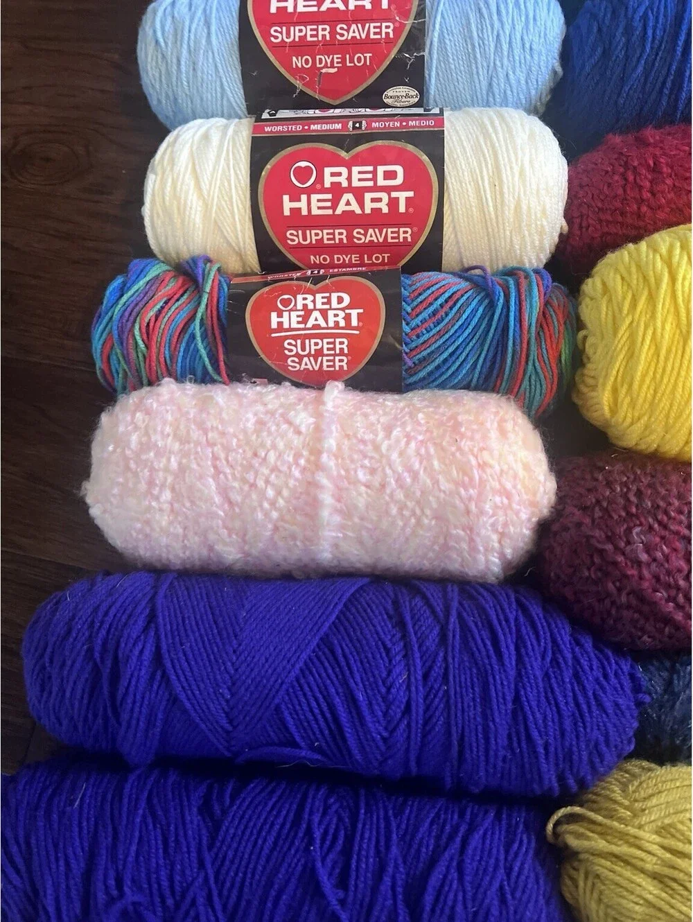 Large Mixed Yarn Lot 30+ Skeins Balls Red Heart Sugar’n Cream Craft Crochet